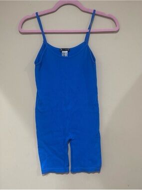 Zara Bright Blue Ribbed Tank Romper